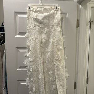Lulu's White Strapless Bridal Midi Gown